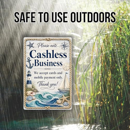 Cashless Business Coastal Business Sign - style: Cashless Business