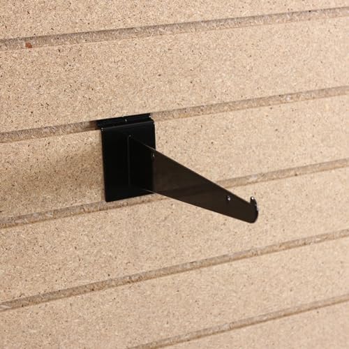 SSWBasics 8 inch Black Shelf Bracket for Slatwall - Pack of 10