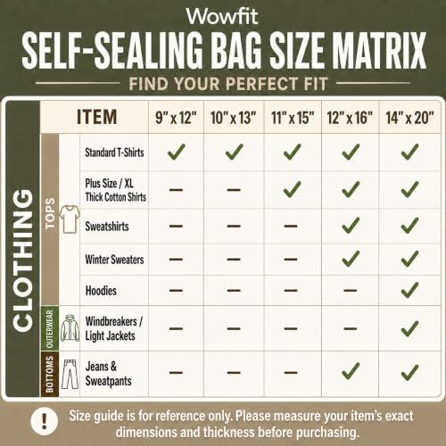 Wowfit 100 CT 14x20 Self Sealing Clear Bags for Packaging, Hoodies, Jackets - size: 14x20 Inch (Pack of 100)