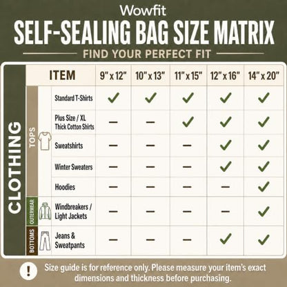 Wowfit 100 CT 11x15 Self Sealing Clear Poly Bags for Clothing & Artwork - size: 11x15 Inch (Pack of 100)