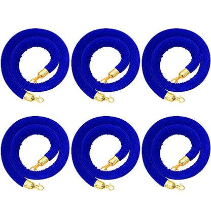 Fumete 6 Pcs Velvet Rope 4 Feet with Gold Hook Crowd Control, Navy Blue - color: Navy Blue