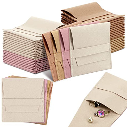 Bonuci 40 Pcs Microfiber Jewelry Pouch Bulk with Band - color: Multicolor