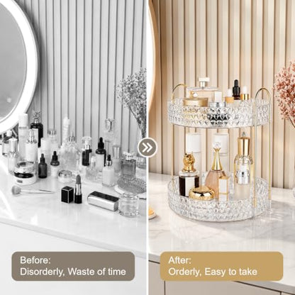 Large Capacity Rotating Makeup Organizer Perfume Stand Holder, 2 Tier Clear - color: Clear, size: 2 Tier (Standard)