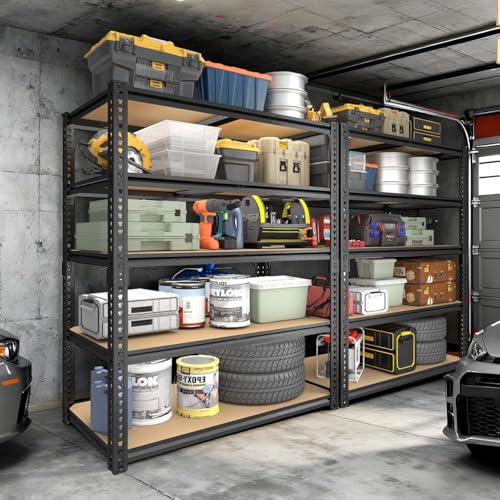 40W Garage Storage Shelves,Garage Shelves Heavy Duty,5 Tier Shelving Unit,2400LBS Capacity Heavy Duty Shelving for Garage Storage,Warehouse,72" H x40 W x20 D - size: 72" H x 40" W x 20" D