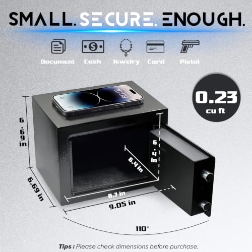 Small Safe Box for Money, Mini Money Safe for Home (Black)