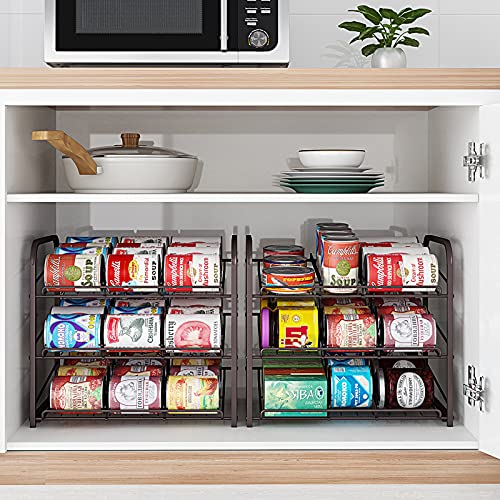 Can Rack Organizer,3 Tier Stackable Can Storage Dispenser,Bronze - color: Brown