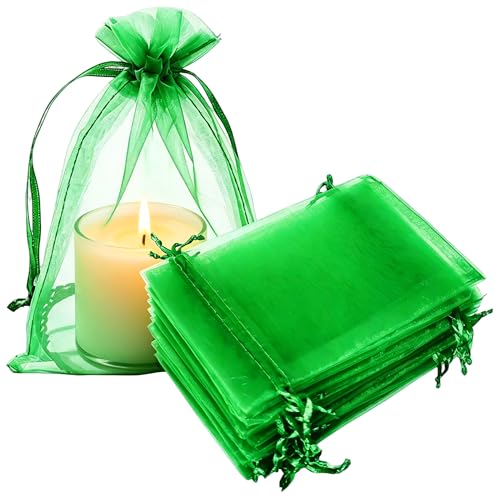 Sheer Organza Mesh Drawstring Gift Bags Reusable 50pcs 5x7 Inch Green - color: Green 5x7in 50pc