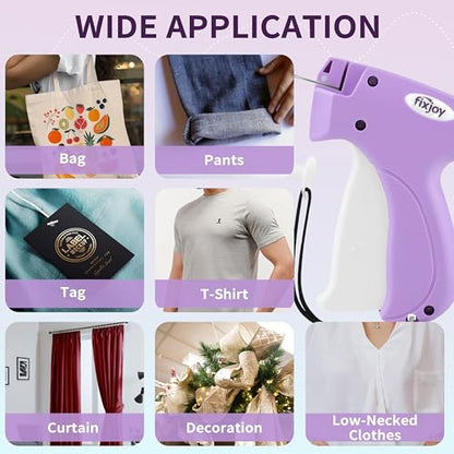 Upgraded Stitch Gun for clothes-Handheld sewing Kit & Hemming-Micro Tagging tool with Safety Storage Box, 6 Needles, 2000 Fasteners in Black and White - No Jam Quick Clothing Fixer(Purple)