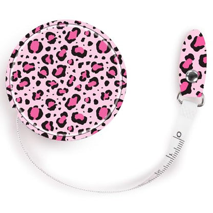 Retractable Mini Leather Tape Measure, Auto Retract Leopard Print - color: Leopard Print