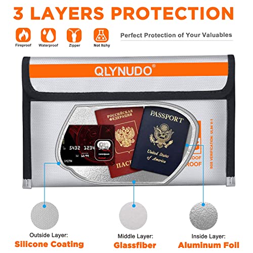 Fire Proof Money Bag for Cash, Silver Nesting 2-Pack Fire Safe - color: small-grey+big-grey