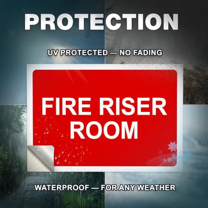 Fire Riser Room Sticker, 7 x 10 Inch Self-Adhesive Vinyl Decal