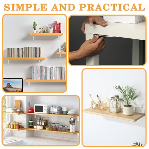Alise 8Pcs Floating Shelf Brackets, White Heavy Duty L Bracket for Shelves - color: White, size: (8P) 5x3x0.72 inch