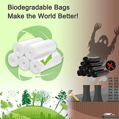 Biodegradable Trash bags 120PCS, Aievrgad 5L/1.2Gallon small Garbage bags/For Countertop Bin. Bin Liner/Trash/rubbish Bags, 100% Recycled,Tough, degradable, Compost Bags for Food/garden-white - style: White 1.3 Gallon