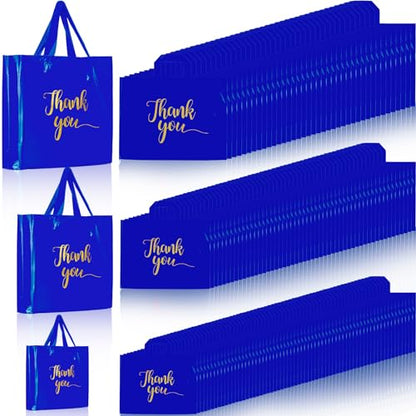 Teling 200 Pcs Thank You Shopping Bags with Handle,Navy Blue - color: Navy Blue