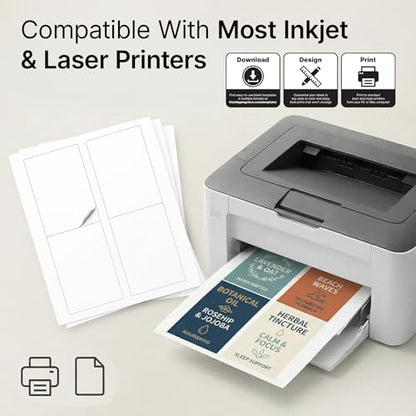 3.5" X 5" Matte White Printable Shipping Labels (30 Sheets, 120 Stickers) - size: 3-1/2" X 5"