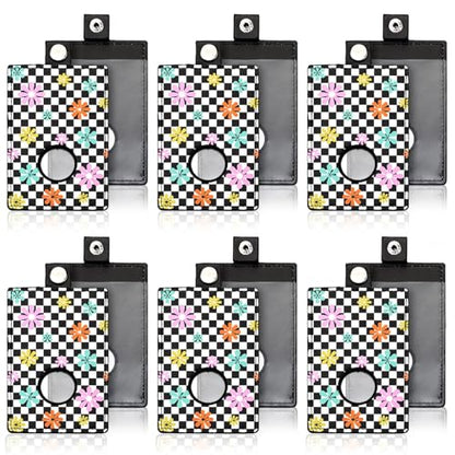Gueevin 6 Pack Teacher Alarm ID Badge Holder, Plaid Flowers - style: Plaid Flowers