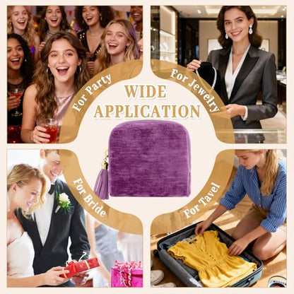 Travel Jewelry Case for Women, Portable Pouch Bags Velvet Organizer - color: Ah-light purple