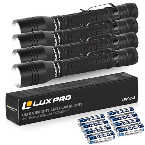 LUXPRO LP290V3 LED Flashlight Bright 300 Lumens 3 Modes, 4Pack