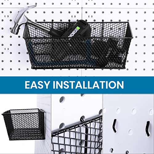 Sieral 4 Pcs Metal Pegboard Baskets Wire Organizer, Medium, Large, Black - color: Black, size: Medium, Large