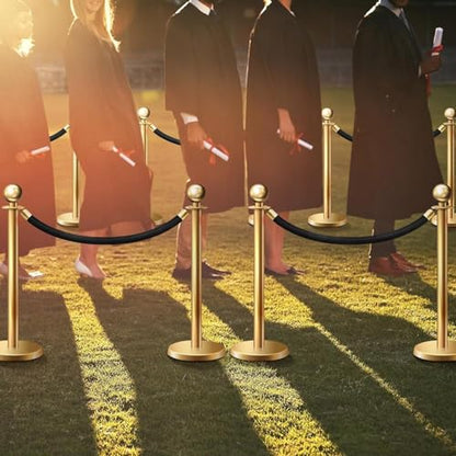 Velvet Stanchion Rope 5.25 Ft Crowd Control Barriers Safety Velvet Rope with Gold Hooks for Graduation Party, Movie Theaters Openings Hotels Carpet, Not Include Stanchion Pos(Size:12 Pack,Color:Black)