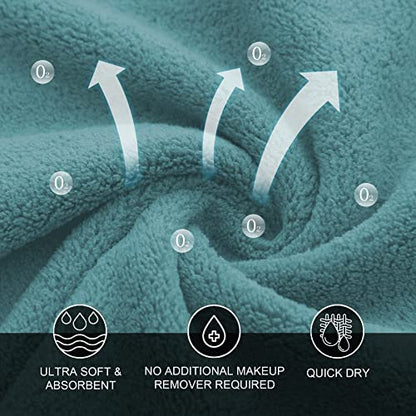 MOONQUEEN Microfiber Facial Cloths Fast Drying Washcloth 12 Pack - Premium Soft Makeup Remover Cloths - Teal - color: Teal, size: 12x12 Inch (Pack of 12)