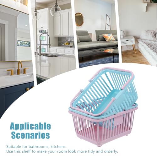 Cabilock Handheld Shopping Basket Plastic Storage Basket for Toys Home Sundries and Fruit Portable Grocery 6.29 X 5.11 X 3.14 in 2 Pack
