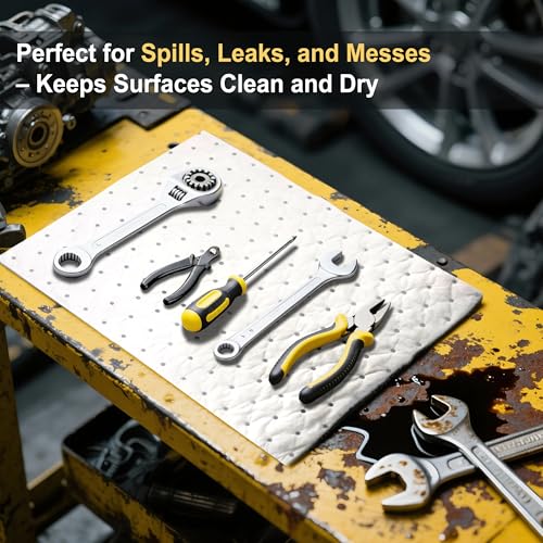 AAwipes Oil Only Absorbent Pads Mat 15" X 18" 6 Packs Pre-Grade 3MM Thicker More Absorption for Garage, Car, Truck, Motorcycle - White OW1518-6S - size: 15"X18" 6PCS White