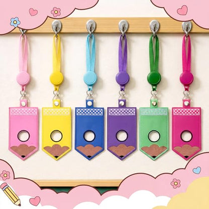 Gueevin 6 Pack Teacher Alarm ID Badge Holder, Pencil - style: Pencil