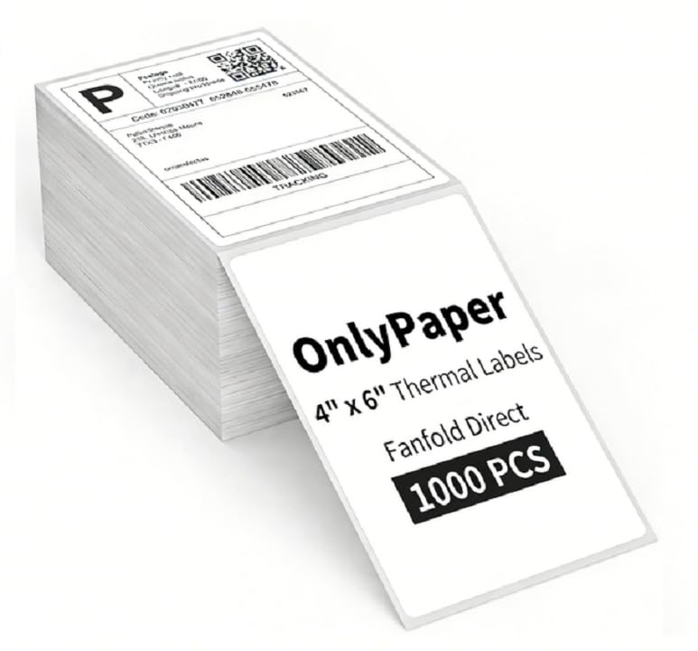4 x 6 Direct Thermal Shipping Labels - Shipping Address Stickers Perforated and Strong Adhesive, Thermal Labels for Rollo & Zebra Printer（1000pcs per Stack,1 Stack） - size: 1000Pcs /Stack, style: 1 Stack