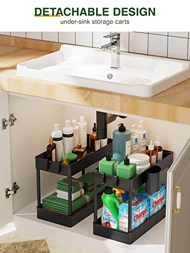 LEHOM Slim Rolling Storage Cart - 4 Tiers Bathroom Organizer Utility Cart - color: Black