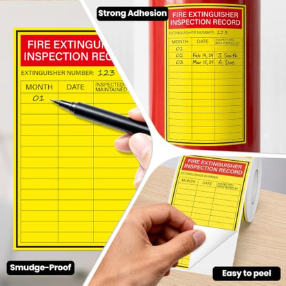 200 PCS Fire Extinguisher Inspection Record Label Monthly 5" x 3"