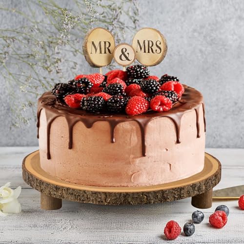 Rustic Wood Cake Stand - 11-13 Inch Wooden Slice with Legs for Elegant Wedding, Birthday, & Woodland-Themed Parties（1Pcs）