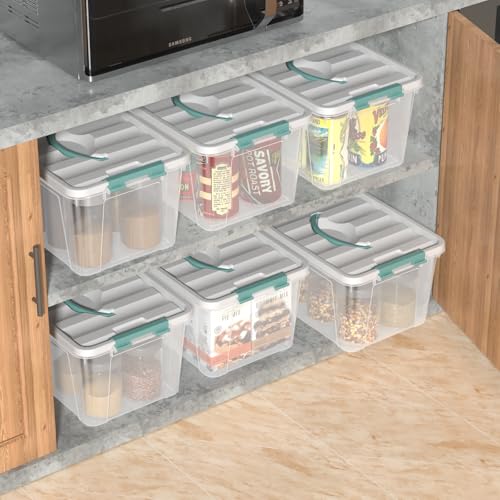 Zopnny 14-Qt Storage Bin with Lid, Stackable Latch Box with Handle, 6-Pack - size: 14 Quart