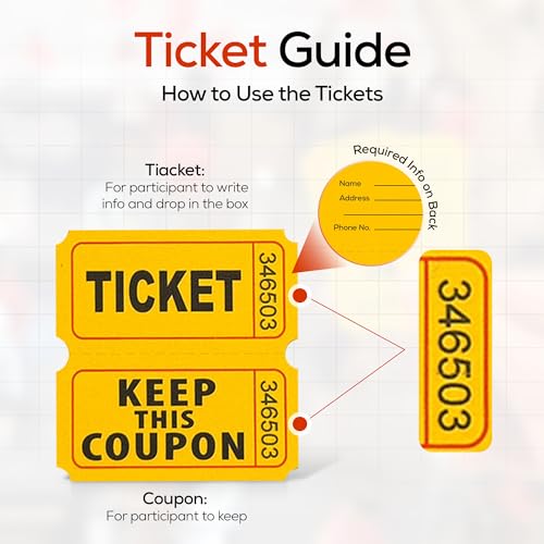 PM Company 2000 Pcs (1000 Pairs) Raffle Tickets Double, 50/50 - color: Multi-color