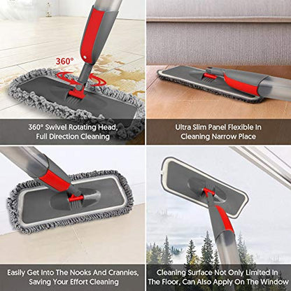 Spray Mops for Floors Cleaning: Hardwood Floor Mop Wet Dry Mop Refillable - color: Red