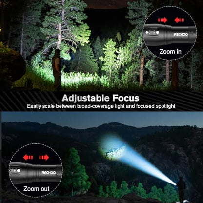 RECHOO 6-Pack LED Flashlight, Bright Small Flashlights High Lumens, 3 Modes, Battery-Powered Pocket Mini Flashlights, Flash Light Adjustable Focus, Waterproof Flashlights for Home Emergency Camping - color: Black, size: 6 Pack