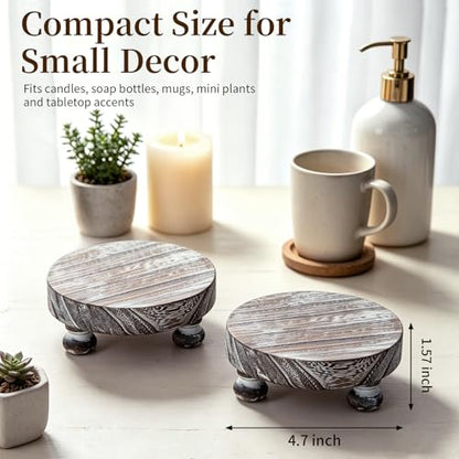 Romadedi Whitewashed Wood Riser, Pillar Candle Holder, 4.7 in, 2 Packs - color: Whitewashed, size: 2 PCS