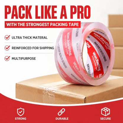Packing Tape Refills, Clear, Packaging Tape Heavy Duty Designed for Moving, Shipping and Packing, Mailing,1.88" x 60 yds, 4 Roll