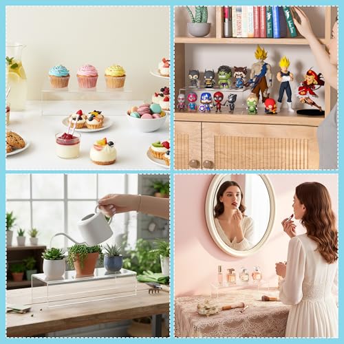 Acrylic Shelf Riser 10x4.7x3 pack of 2, Desktop Rectangular Acrylic Tray Pedestal Stand for Home Décor, Figures, Manga or Other Collectibles, 10x4.7x3 Inch - size: 10x4.7x3 Inch