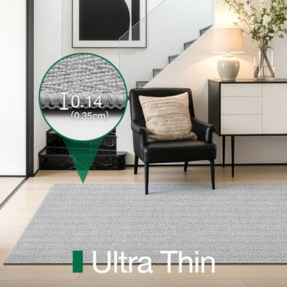 LUMI Ultra Thin Runner Rug for Hallway 2'4"x10', Entryway Rug, Light Gray - color: Gray - Light, size: 2'4" x 10' (28"x120")