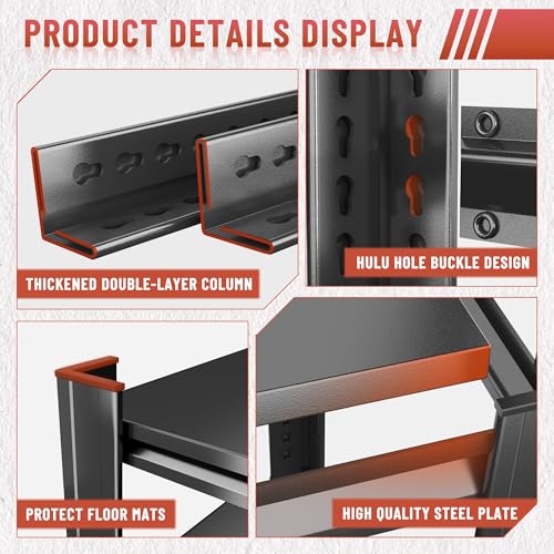 5 Tier Garage Shelving, Heavy Duty Storage Shelf, Adjustable Metal Storage Rack for Garage, Warehouse, Workshop, Black (63" H x 28" W x 14" D) - size: 5-Tier (63"Hx28"Wx14"D)