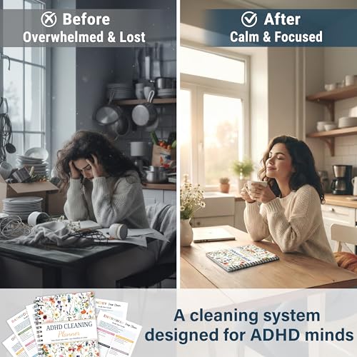 ADHD Cleaning Planner, Wildflowers Daily Weekly Monthly Checklists - color: ADHD Cleaning Planner Version 2