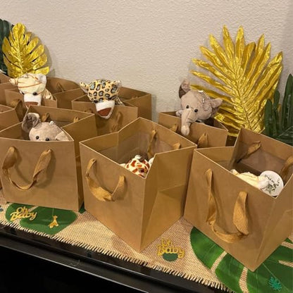 Aosric Brown Square Gift Bags with Tissue Paper, 4 Pack 6x6x6 Inch - color: Brown