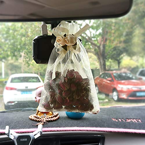 SumDirect Rose Organza Gift Bags - 50Pcs 4x6 inch Yellow Wedding Favor Gift Bags, Jewelry Pouches with Drawstring for Party Wedding Christmas Valentine - color: Yellow