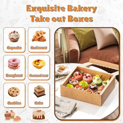 RYDDOY 4 Pack Brown Cupcake Boxes, Hold 12 Count Cupcake, Cupcake Carriers - color: Brown