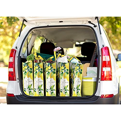 NymphFable Lemon Bird Shopping Bags, 5 Pack Reusable Tote Bags 50 LBS - color: Multi-lemons