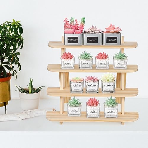 Wooden Display Stand, Tiered Cupcake Stand, 4 Tier Display Stand Riser - color: F-Natural