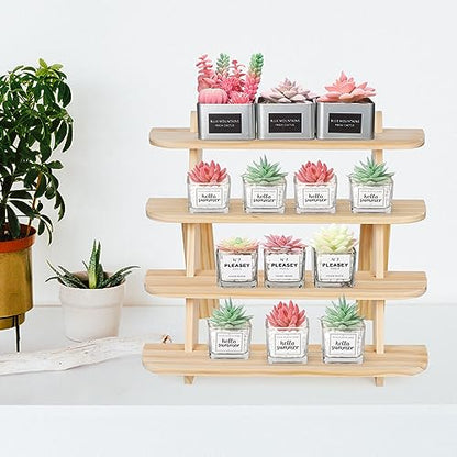 Wooden Display Stand, Tiered Cupcake Stand, 4 Tier Display Stand Riser - color: F-Natural