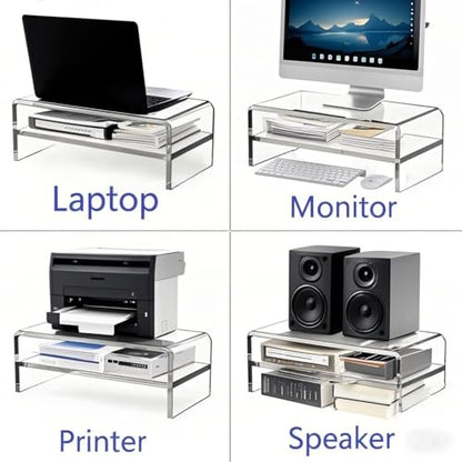 Acrylic Monitor Stand,2 Tier 20 inch Acrylic Computer Monitor Stand Riser