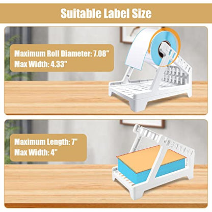 Ctemnpho Large Label Holder for Rolls & Fan-Fold Label Basket Stand for Desktop Printer (White, Large) - color: White